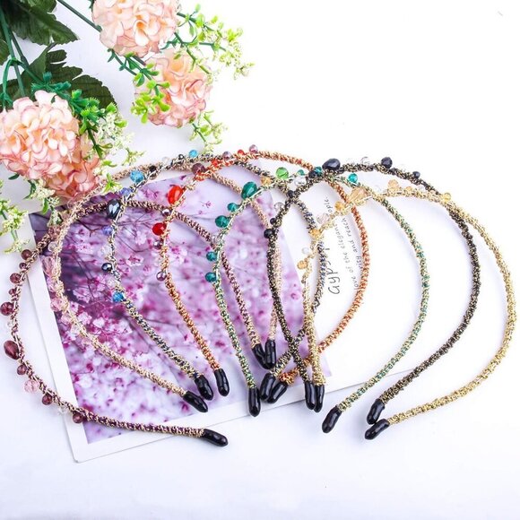 7 Pack Crystal Flower Headbands Faux Rhinestones Jewelry Hair Accessories - Picture 8 of 9